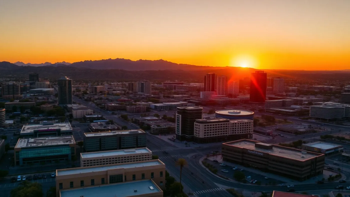 Aerial view of Maricopa County, Arizona at sunset — concrete contractor service area